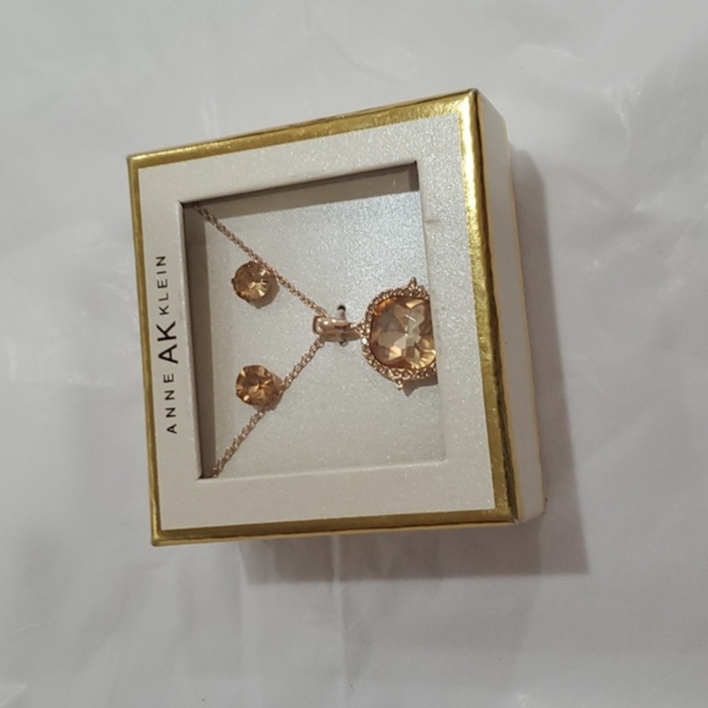 Anne Klein gemstone stud earrings and pendant necklace set new